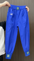 Fashion Summer Harem Pants Female 2025 New Letter Women's Sports Pants Quick Dry Tie Feet Elastic Waist Casual Trousers