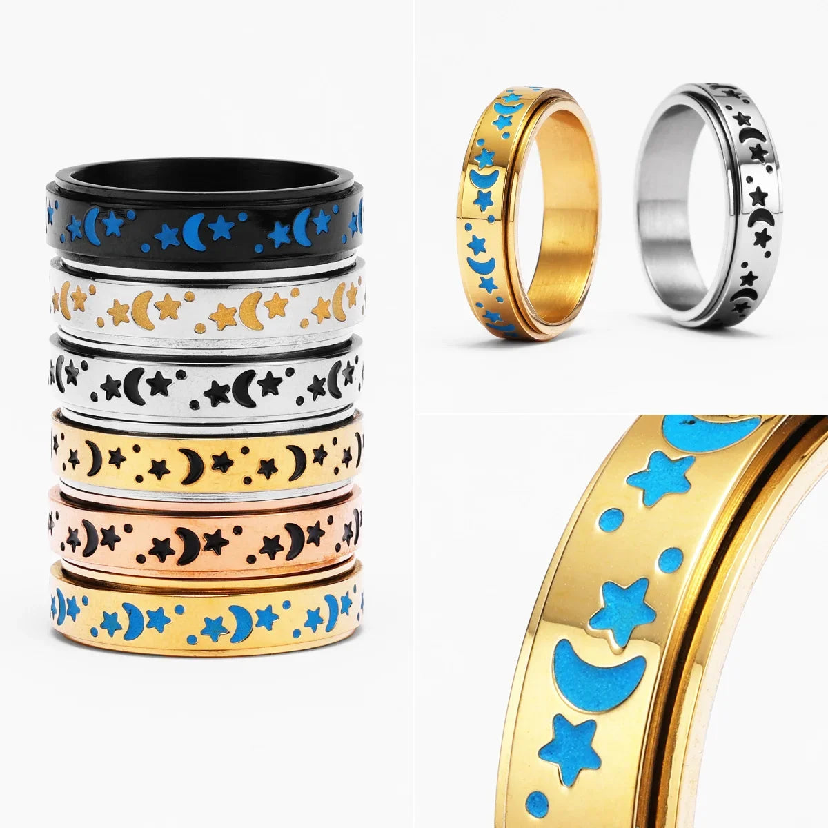 PENDRA Starry Night Stars Steel Ring