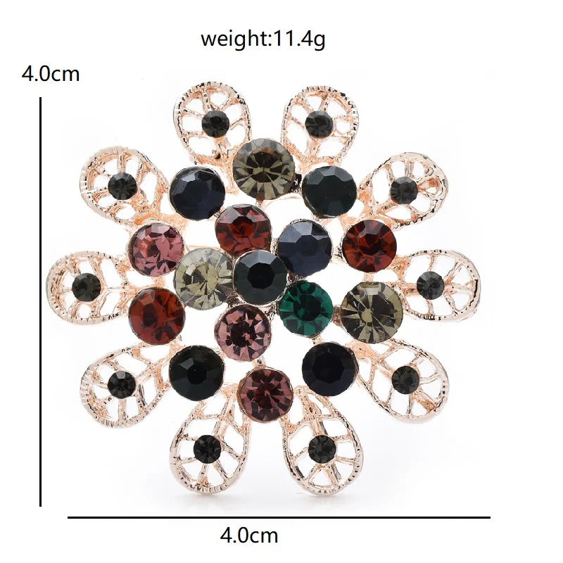PENDRA Crystelle Rhinestone Flower Brooch
