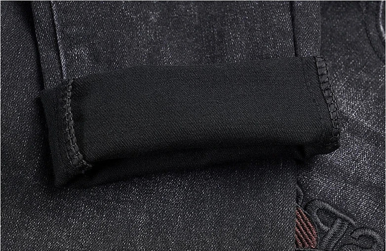 Original Brand Men's Clothing Autumn and Winter New Trend Letter Embroidered Jeans Men's Slim Fashion Korean Elastic Trousers
