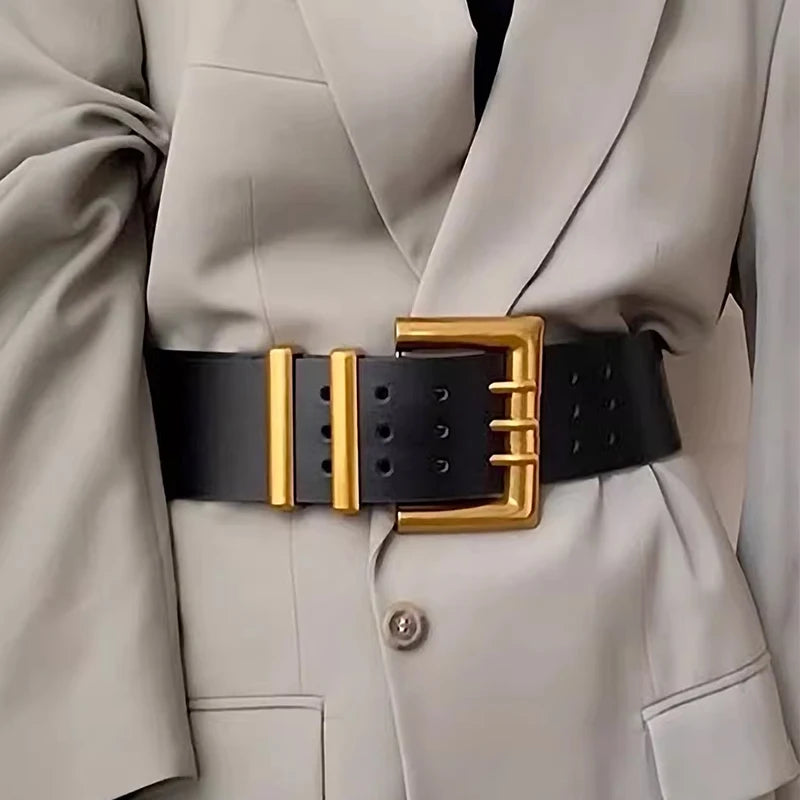 High-end luxury brands elegant Women's leather belt female Wide belt for Women gothic corset cummerbund Punk Cowboy Y2K belts
