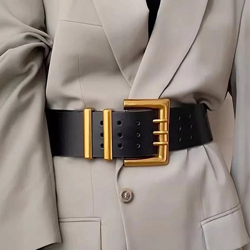 High-end luxury brands elegant Women's leather belt female Wide belt for Women gothic corset cummerbund Punk Cowboy Y2K belts