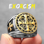 Exorcism Saint Benedict Cspb Cross Men Rings Punk Hip Hop for Boyfriend Male Stainless Steel Jewelry Creativity Gift Wholesale