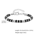 Men's Crystal Wheel Beads Bracelet,4mm Natural Stone Metal Wheel Beaded Bracelet,Adjustable Wristband Gift