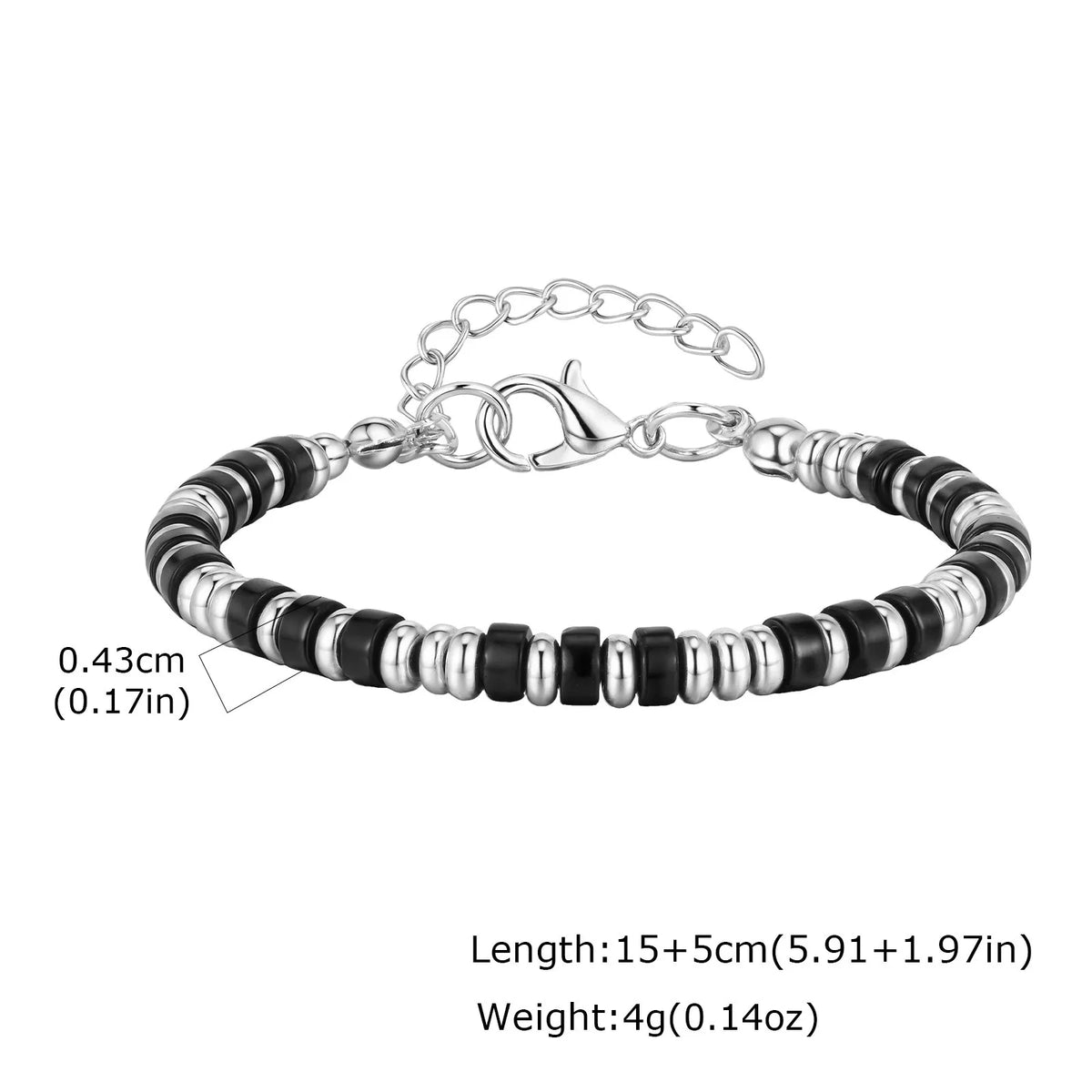 Men's Crystal Wheel Beads Bracelet,4mm Natural Stone Metal Wheel Beaded Bracelet,Adjustable Wristband Gift