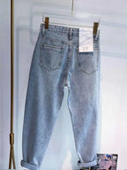 European Fashion New Heavy Industry Full Diamond Rhinestone Flash Denim Pants Women's Jeans Blue 2024 Spring Summer