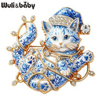PENDRA Lights Rhinestone Christmas Cat Brooch