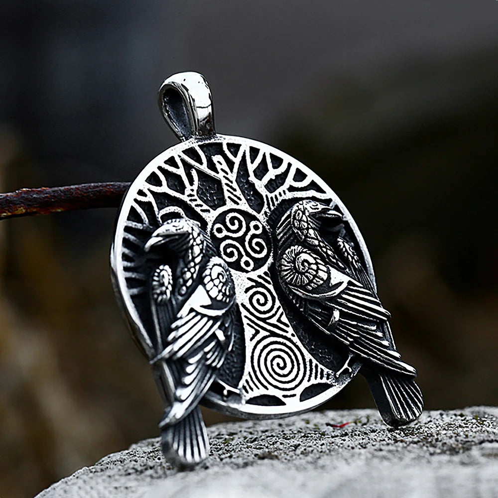 PENDRA Ravenodin Viking Double Ravens Pendant Necklace