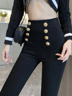 Fashion Women's Trousers 2023 Autumn New High-elastic Double-breasted Tight-fitting High-waisted Slimming Pants Women's Pants