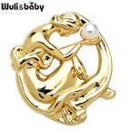 PENDRA Stainless Steel Pearl Lady Brooch