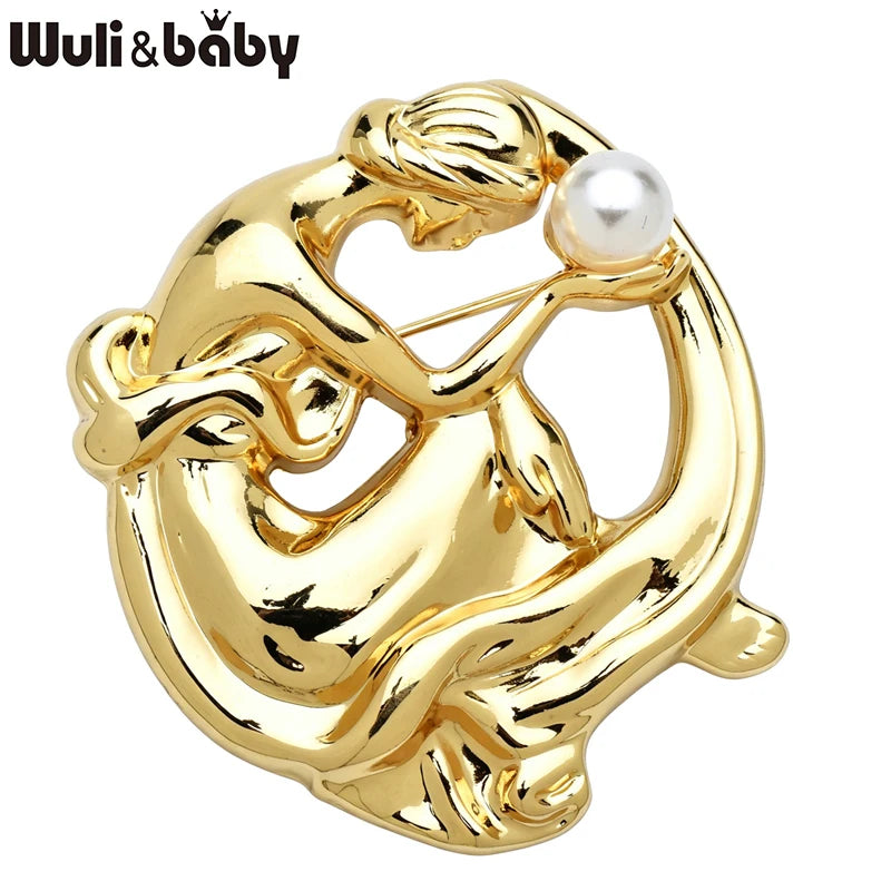 PENDRA Stainless Steel Pearl Lady Brooch