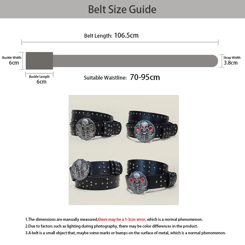 PENDRA Fayeina Black Skull Designer Belt