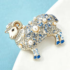 PENDRA Regal Pearl Goat Zodiac Brooch