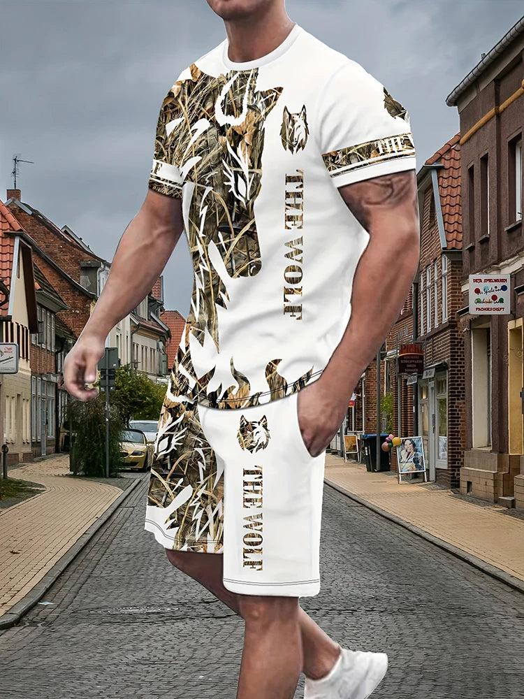 Summer Outdoor Street Fashion Men's T-shirts Everyday Casual Men's Athletic Shorts T-shirts And Drawstring Shorts Men's Sets