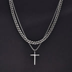 Trendy Cross Necklace for Men Boys,Simple Stainless Steel Cross Pendant Necklaces,Male Jewelry Sets