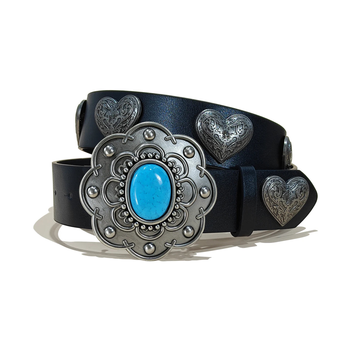 Vintage Carved Gemstone Buckle Floral Rivet Waist Belt For Ladies Daily Wear Y2k Punk Belt Sweet Cool Hot Girl Jeans Waistband