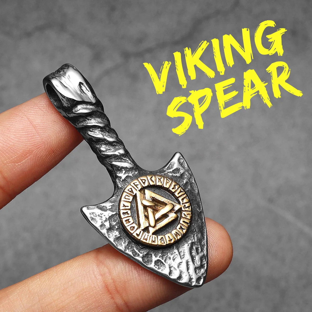 PENDRA Rune Spearhead Odin Steel Necklace