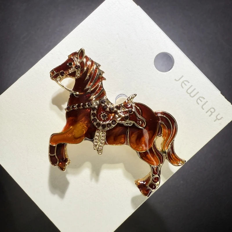 Wuli&baby 4-color Enamel Running Horse Brooch Pins Zodiac Horse New Year Women Kid's Clothes Backpack Brooches Badge Gifts