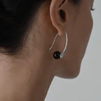 PENDRA Black Agate Sterling Silver Earrings