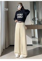 Corduroy suit wide leg pants women in autumn and winter high waist lazy style thick velvet warmth and versatile pants