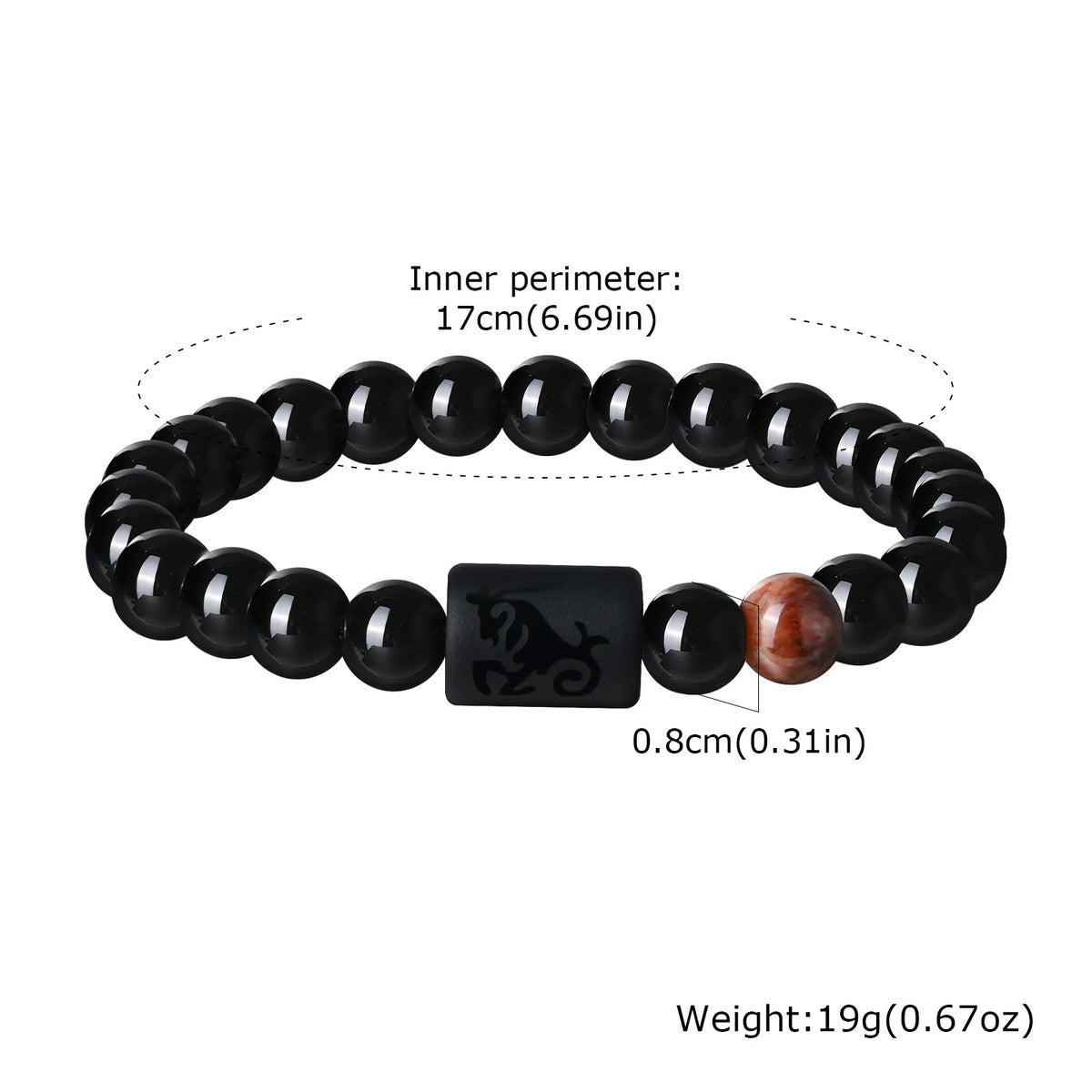 Men's Zodiac Bracelet,Red Agate Black Beaded Bracelets,Casual Birthday Gifts to BBF Son