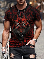 PENDRA Cool Lion Printed Urban Short Sleeve T-Shirt