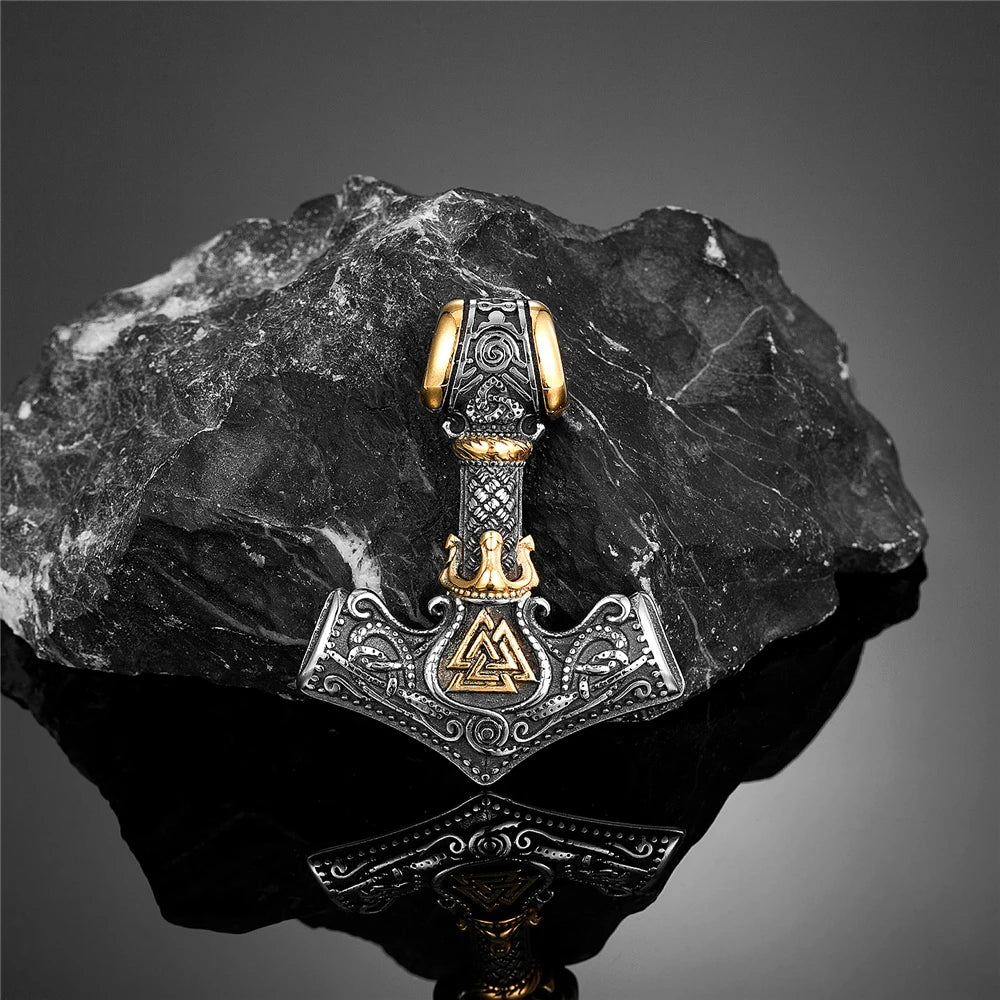 PENDRA Crow Rune Steel Necklace