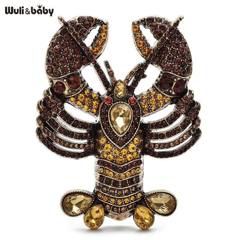 PENDRA Coastal Lobster Vintage Rhinestone Brooch