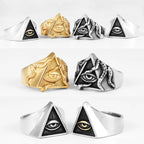 Freemason Illuminati Triangle Masonic Stainless Steel Mens Rings Punk for Male Boyfriend Biker Jewelry Creativity Gift Wholesale