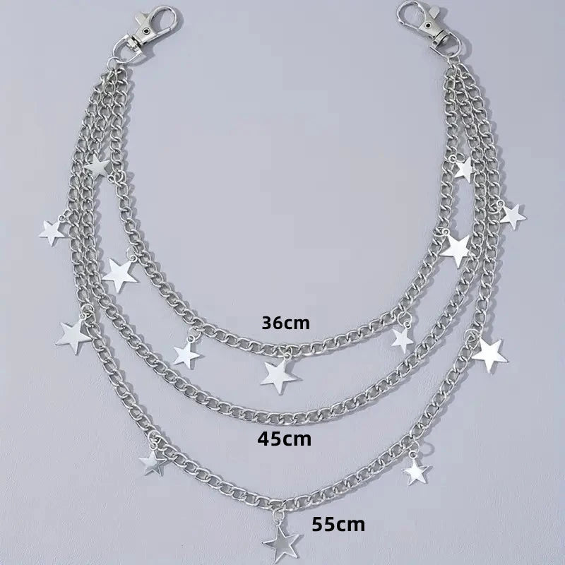 PENDRA Crossstar Layered Waist Chain Keychain