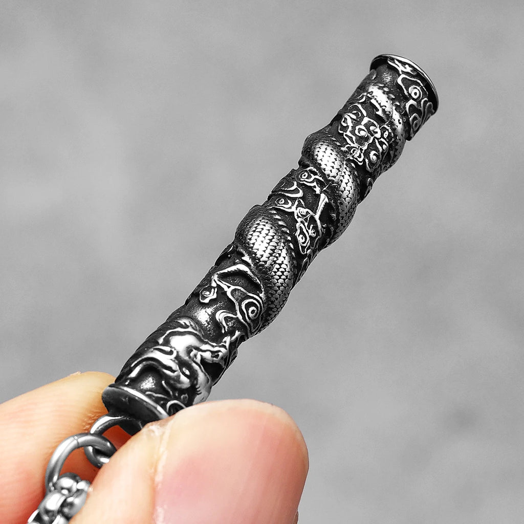 PENDRA Dragon Pillar Carving Steel Necklace