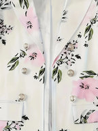 Elegant two-piece set, fashionable double breasted lapel suit jacket and high waisted floral print mini skirt, new women's set