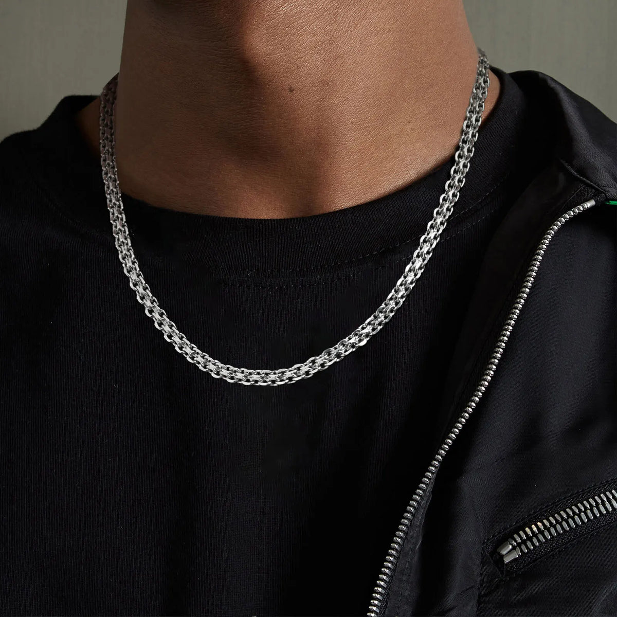 Minimalist Chain Links Necklaces for Men Boys,5MM Stainless Steel Double-Layer Rolo Links Collars,Classic Jewelry Gifts