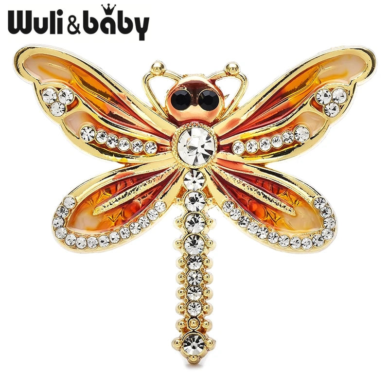 Wuli&baby Cute Dragonfly Brooches Pins For Women Unisex 4-color Enamel Insects Casual Party Badge Pins Gifts
