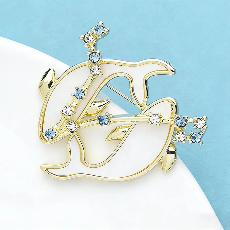 PENDRA Oceanic Crystal Dolphin Brooch