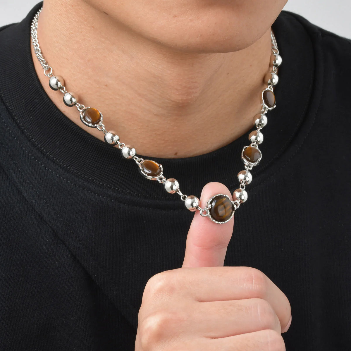 PENDRA Tiger Beaded Splicing Beaded Necklace