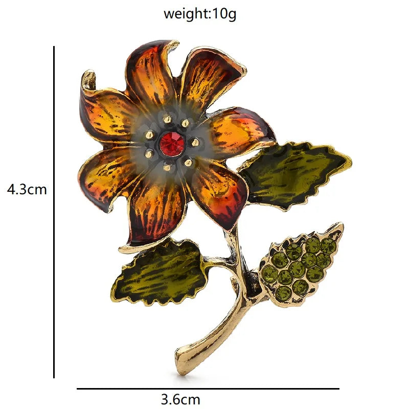 PENDRA Floravintage Vintage Enamel Flower Brooch