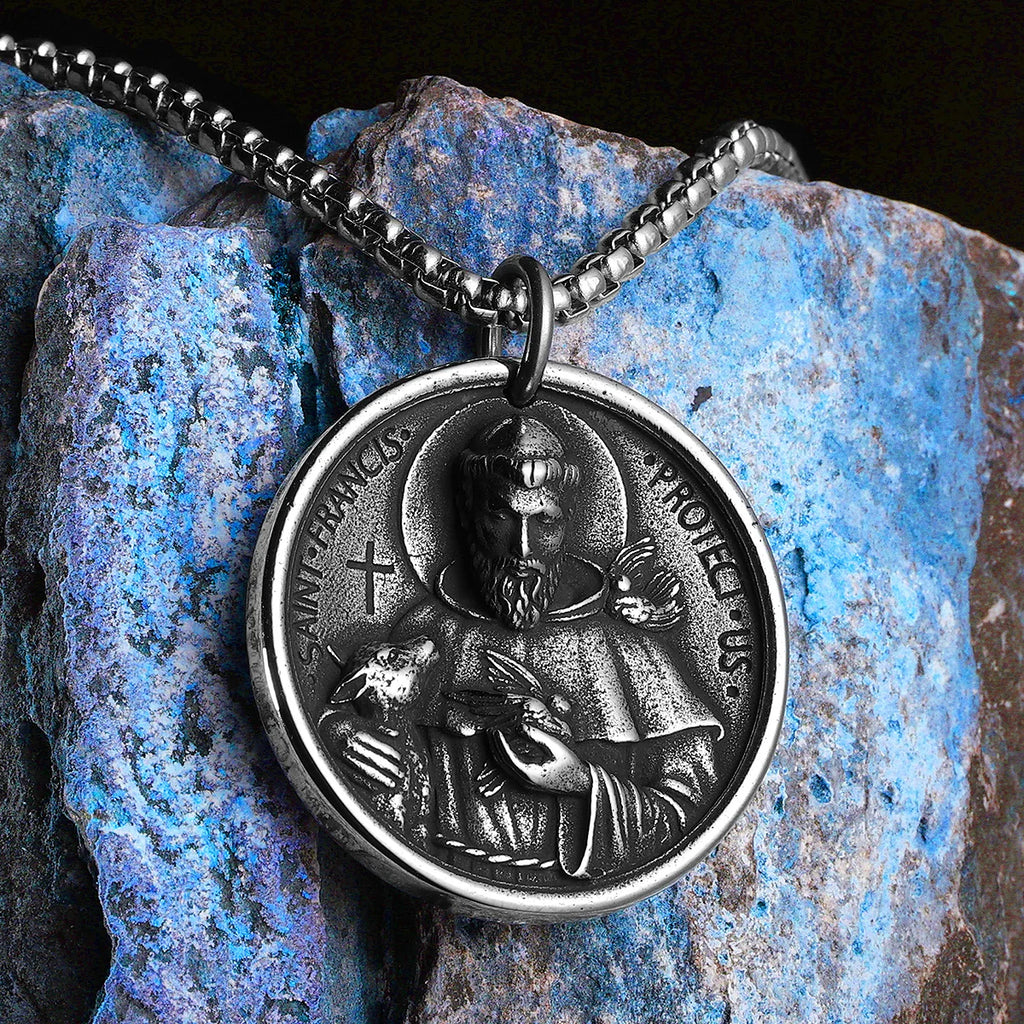 PENDRA Catholic St Francis Steel Necklace