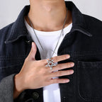 Star of David Necklaces for Men Boys,Waterproof Stainless Steel Five-pointed Star Pendant Collar,Retro Amulet Jewelry Gifts