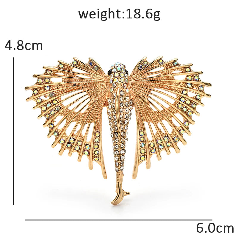 PENDRA Aquaflight Rhinestone Flying Fish Brooch