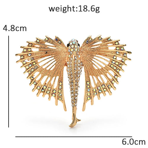 PENDRA Aquaflight Rhinestone Flying Fish Brooch
