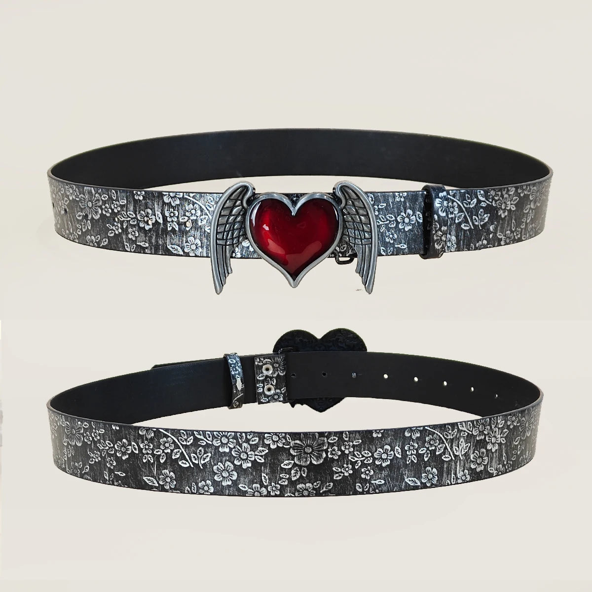 Fashionable Casual PU Leather Belt with Red Heart Buckle for Men And Women Luxury Designer a Love Buckle Pattern for Jeans Skirt