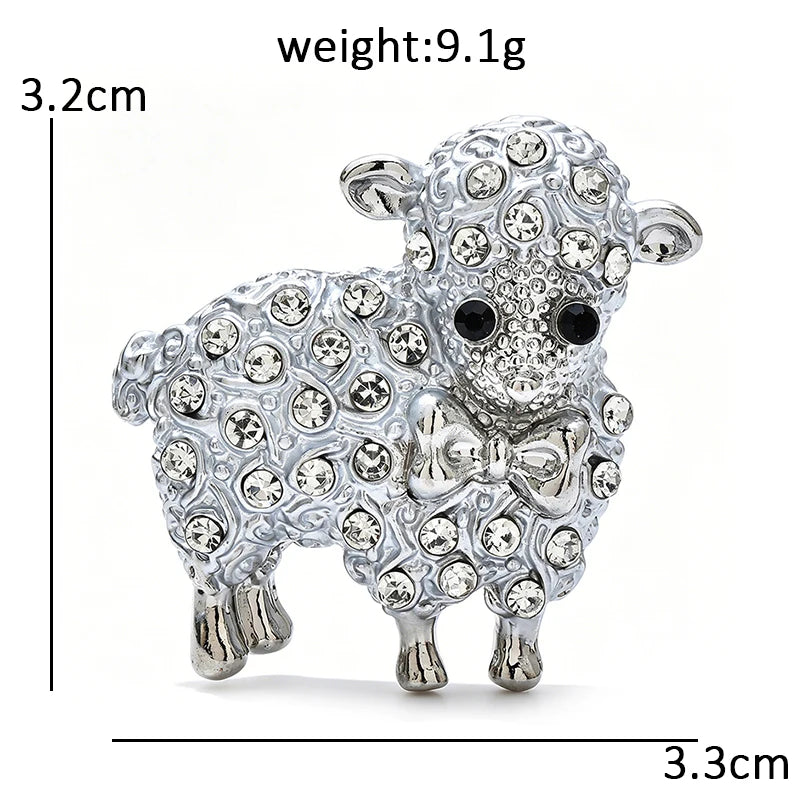 Wuli&baby Cute Sheep Brooches For Women Unisex 2-color Enamel Year Of The Sheep Zodiac Animal Party Casual Brooch Pin Gifts