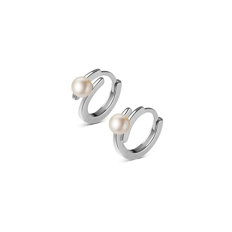 VENTFILLE 925 Stamp Gold Silver Color Pearl Earring For Women Girl Double Layer Curve Offic Jewelry Birthday Gift Dropshipping