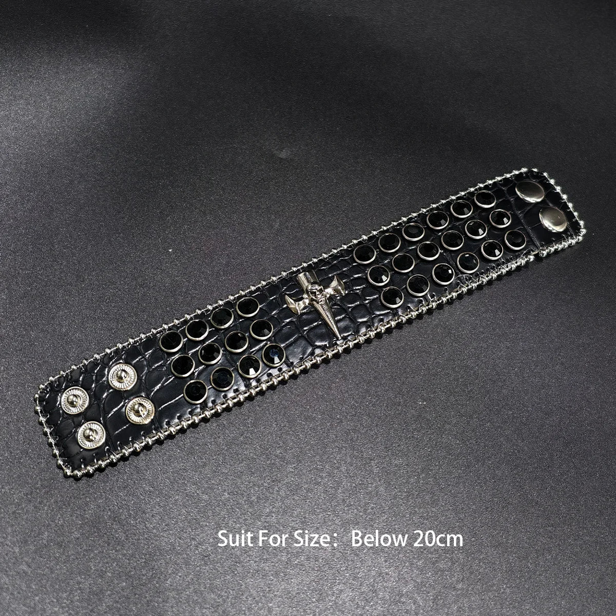 PENDRA Koraine Leather Black Skull Gothic Belt