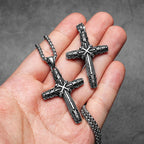 PENDRA Cross Carving Steel Necklace