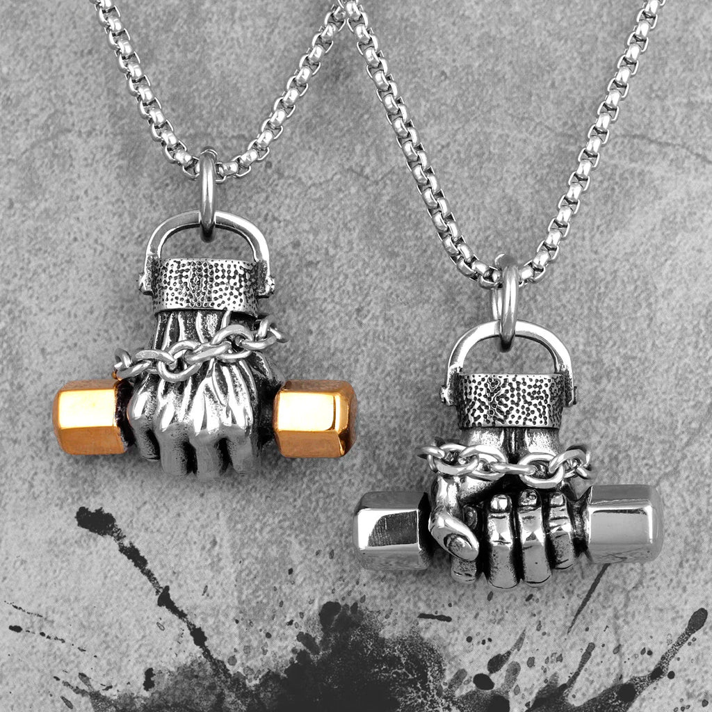 PENDRA Fitness Fist Dumbbell Steel Necklace