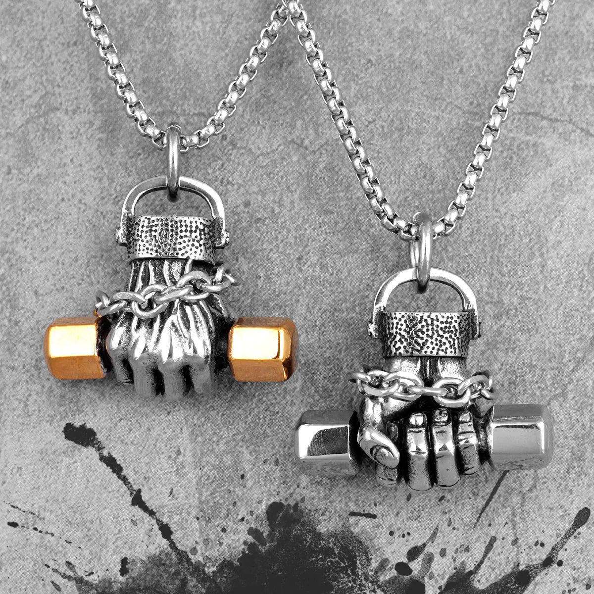 PENDRA Fitness Fist Dumbbell Steel Necklace