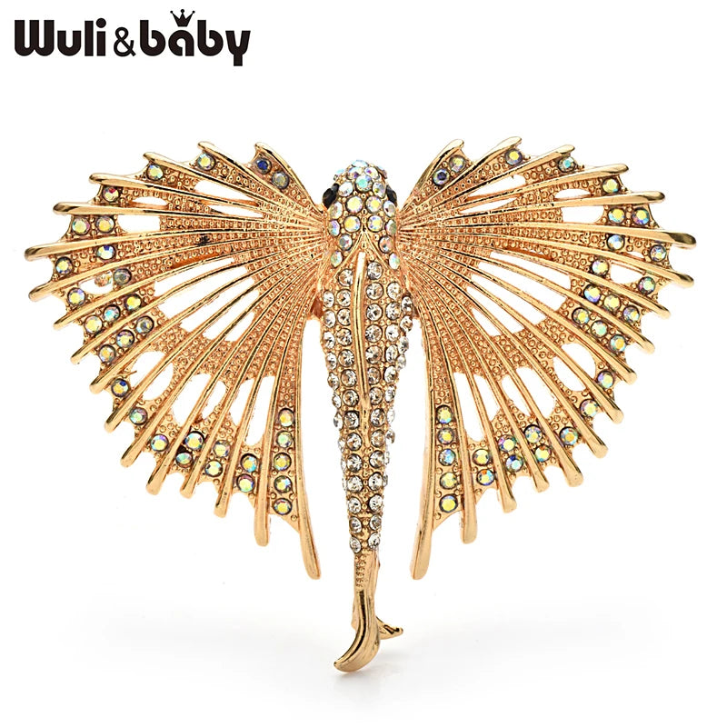 PENDRA Aquaflight Rhinestone Flying Fish Brooch