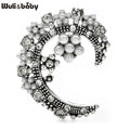 PENDRA Celestine Pearl Star Moon Vintage Brooch